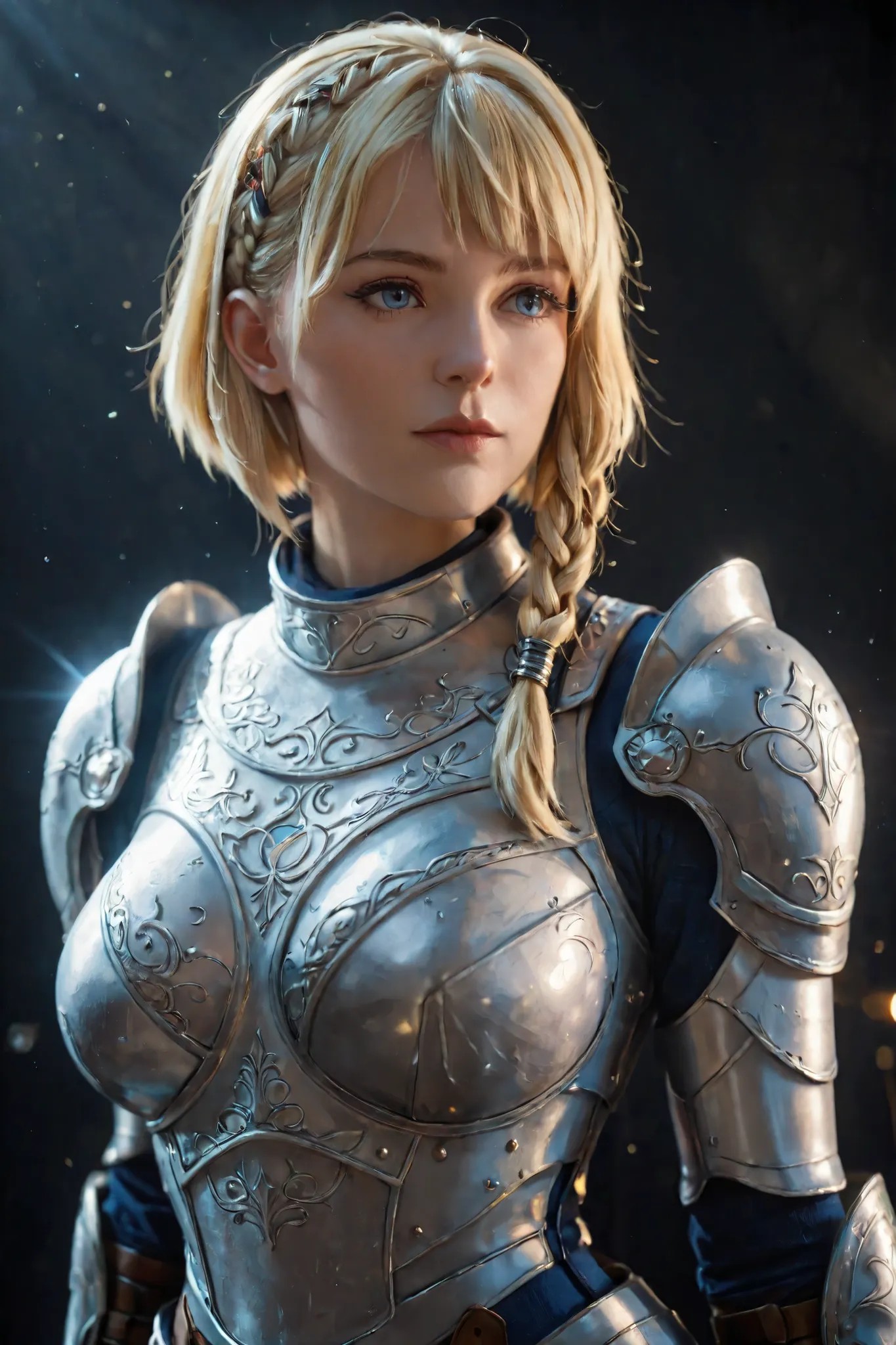 A character reference concept art in a realistic mature anime belnd  with subtle 3d cel shading, studio lighting soft glowing highlights , strong rim light, dramatic back lightd ,soft defused frontal lights and strong light casting sharp shadows creation a...