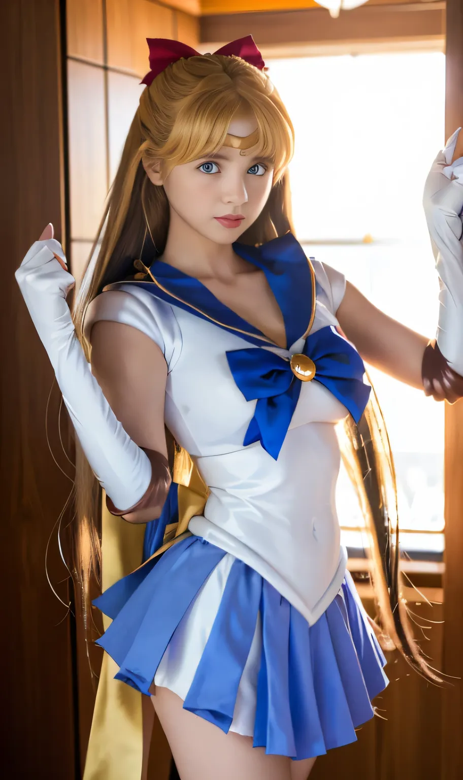 Arab women in costumes are posing for a photo shoot, Sailor Venus、sexy、 beautiful  facial features、Ayaka cosplay, Sailor Galaxia.  beautiful , cosplay, by Sailor Moon, アニメガールcosplay, Anime cosplay, 広告用cosplay, Sailor Moon Style, Sailor Moon!!!!!!!!, フルcosp...
