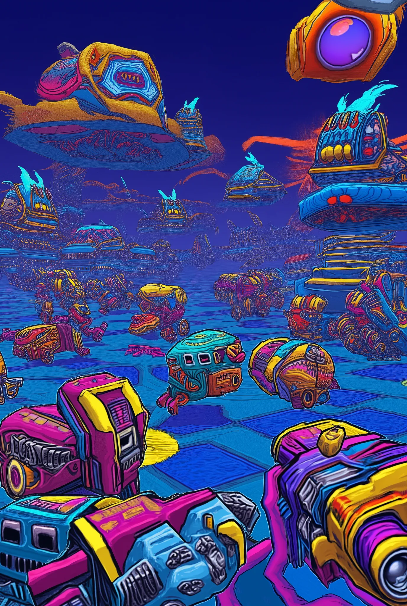 3d, ps2 graphics, Creative weapons inspired by Ratchet & clank's artysle 
