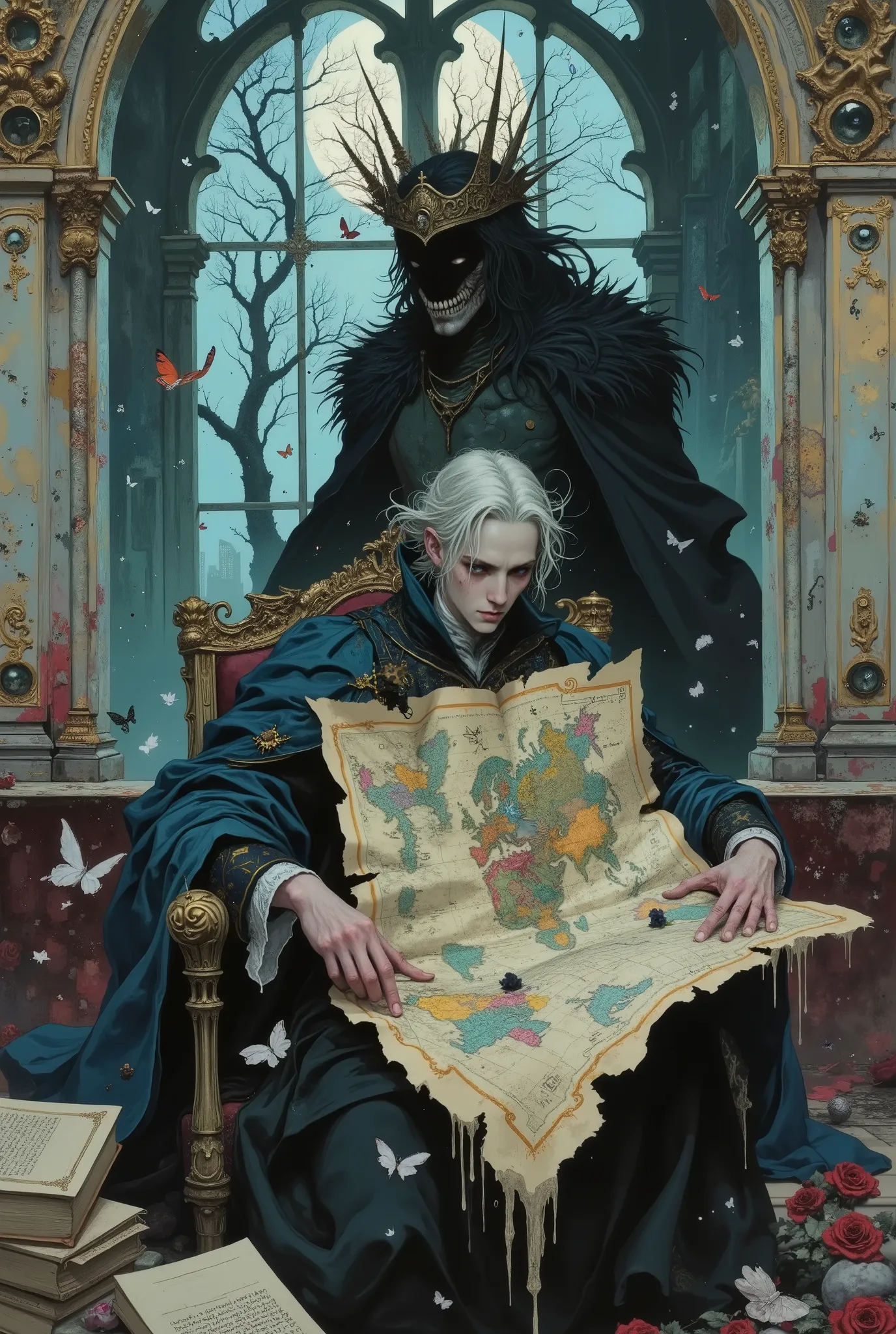 He could rule the world, but he's an autistic prince. His crown is a tangle of thorns and black roses digging into his pale skin. His palace is a ruin hovering over an abyss where shadows whisper forgotten prophecies. He sits on a throne of broken mirrors ...