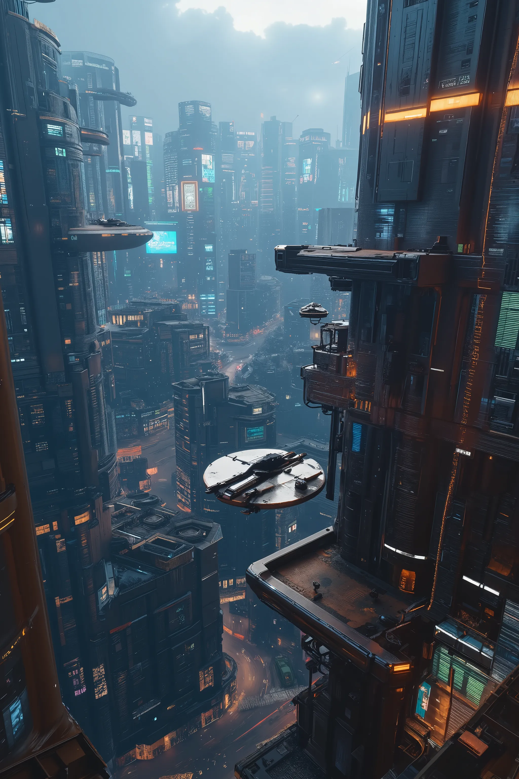 (best quality,4k,8k,highres,masterpiece:1.2), photorealistic, photo-realistic :1.37) highly detailed futuristic cybercity, neon lights illuminating the cityscape, flying hovercraft vehicles are everywhere, advanced technology, hovercraft, Ultra-realistic, ...