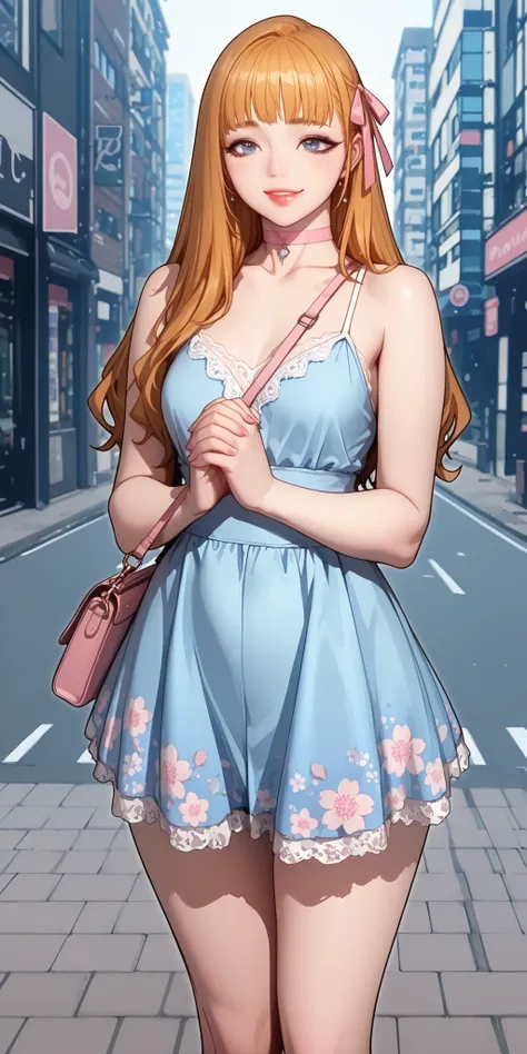 (PONY XL) Liya - FITNESS [ MANHWA], gorgeous pretty adult woman with orange-blonde long hair, forehead hair bangs, big blue eyes, fair natural skin, pink nails, small yet slightly plump breasts, small waist, plump light-red lips, and a perfect slender body...