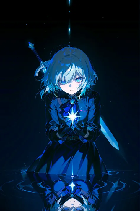 Moon, tall and wise woman, shrouded in mystery, gracefully stood on the endless shore of the black ocean. Her pale silhouette was illuminated by moonlight. She held an ice sword in her hand, like a work of art. Her face, full of expression and depth, it lo...