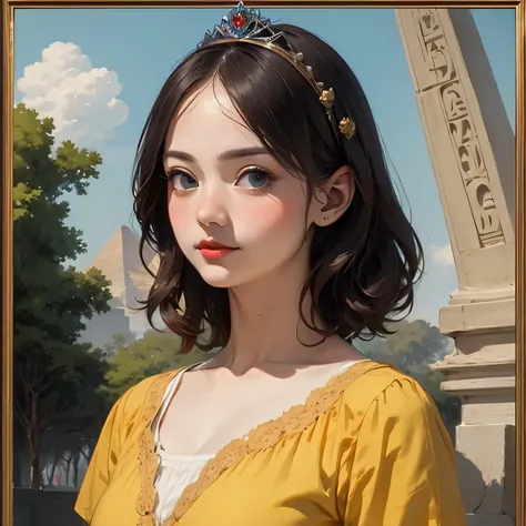 398 ((The Young Princess and the Young Prince)),(short hair),(Neat hair),(Ultra High Definition),(Opulent Palace),(Leonardo da Vinci Style Painting),(Egypt),(Egypt文字)