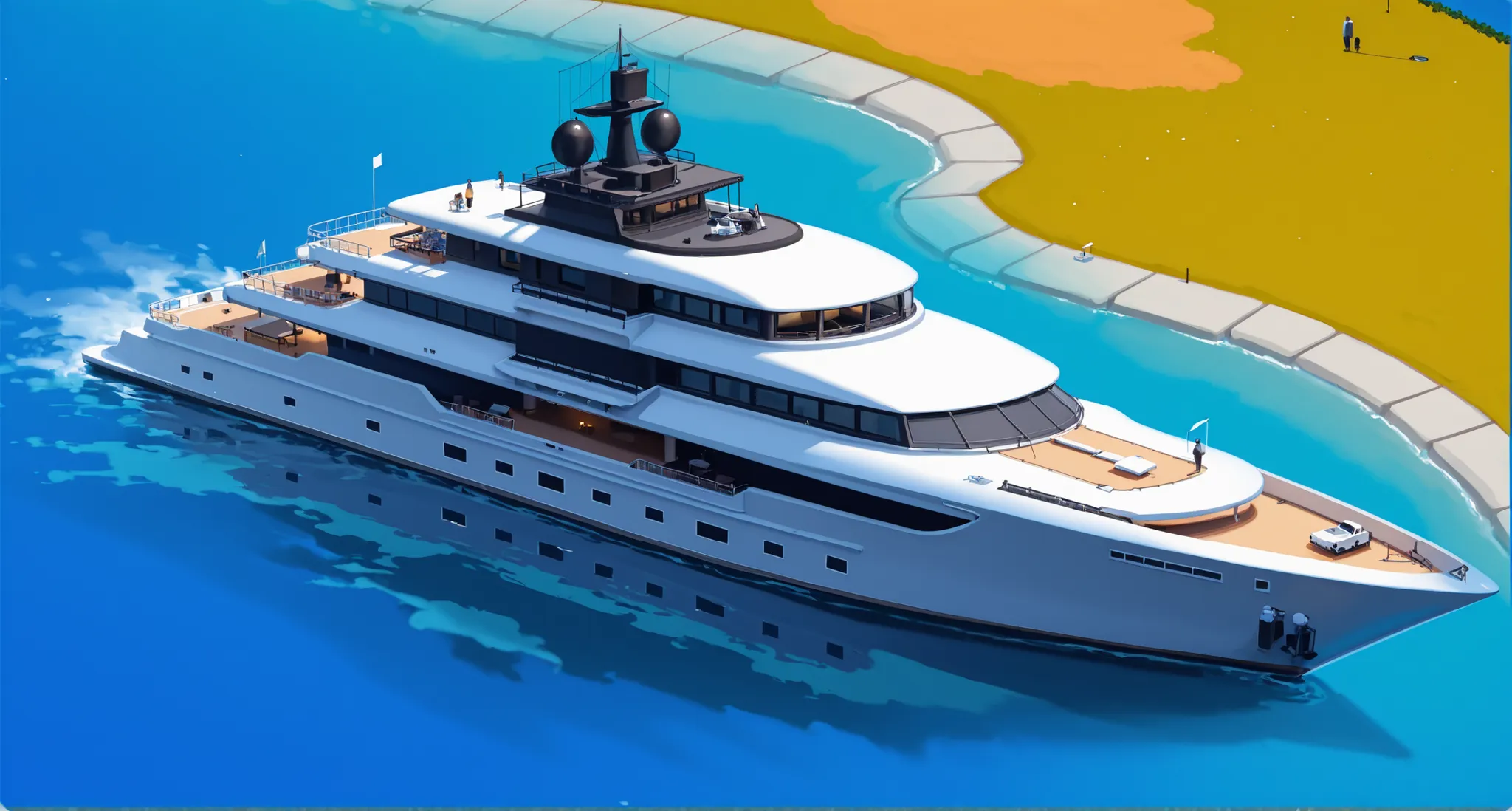 ((no people)) ((isometric)), ((realism)), A modern, rich, large yacht