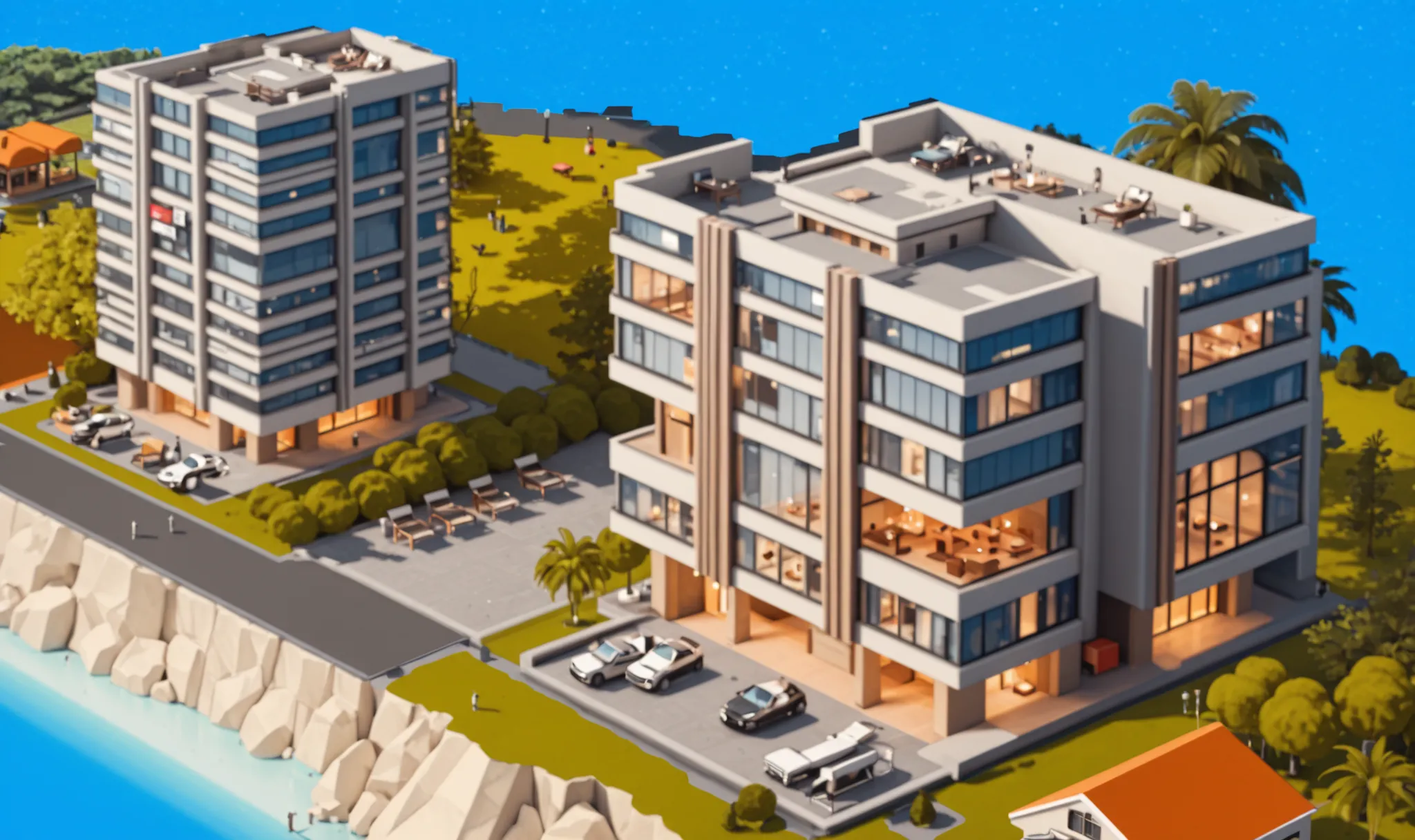 ((isometric)), ((realism)), a modern expensive rich hotel