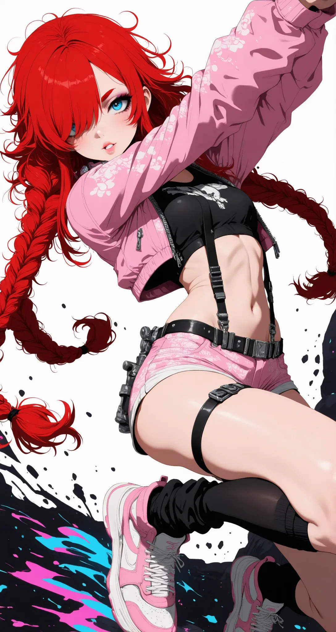 (masterpiece:1.35), (very aesthetic, best quality:1.3), highly detailed, dark environment, backlit, absurdres, ((solo)), hyperdetailed, addmicrodetails, flat anime artstyle, (no lineart), detailed shading and shadows, solo, intricate design, dynamic angle,...