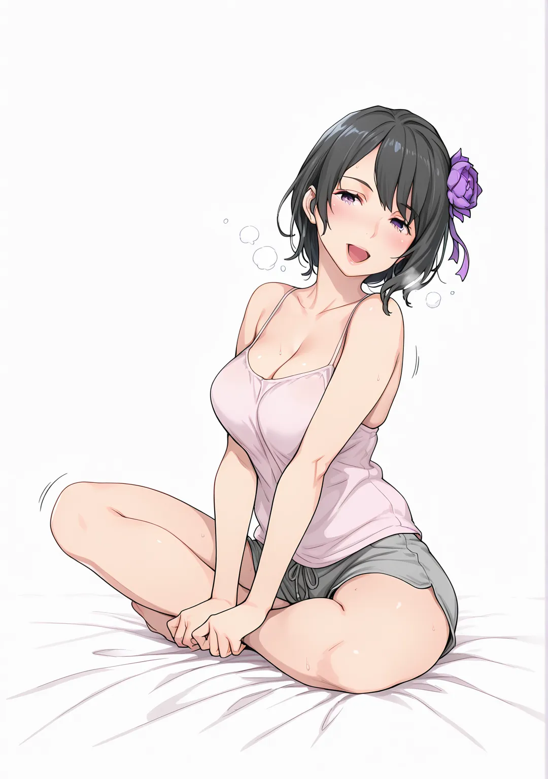 Masterpiece, high quality, anatomical correct, perfect composition, perfect body, perfect eyes, perfect fingers, gasping, heavy breathing, gasping profusely, ((skindentation)), ((curvy)), elsagranhiert, mature female, black hair, medium hair, single sidelo...