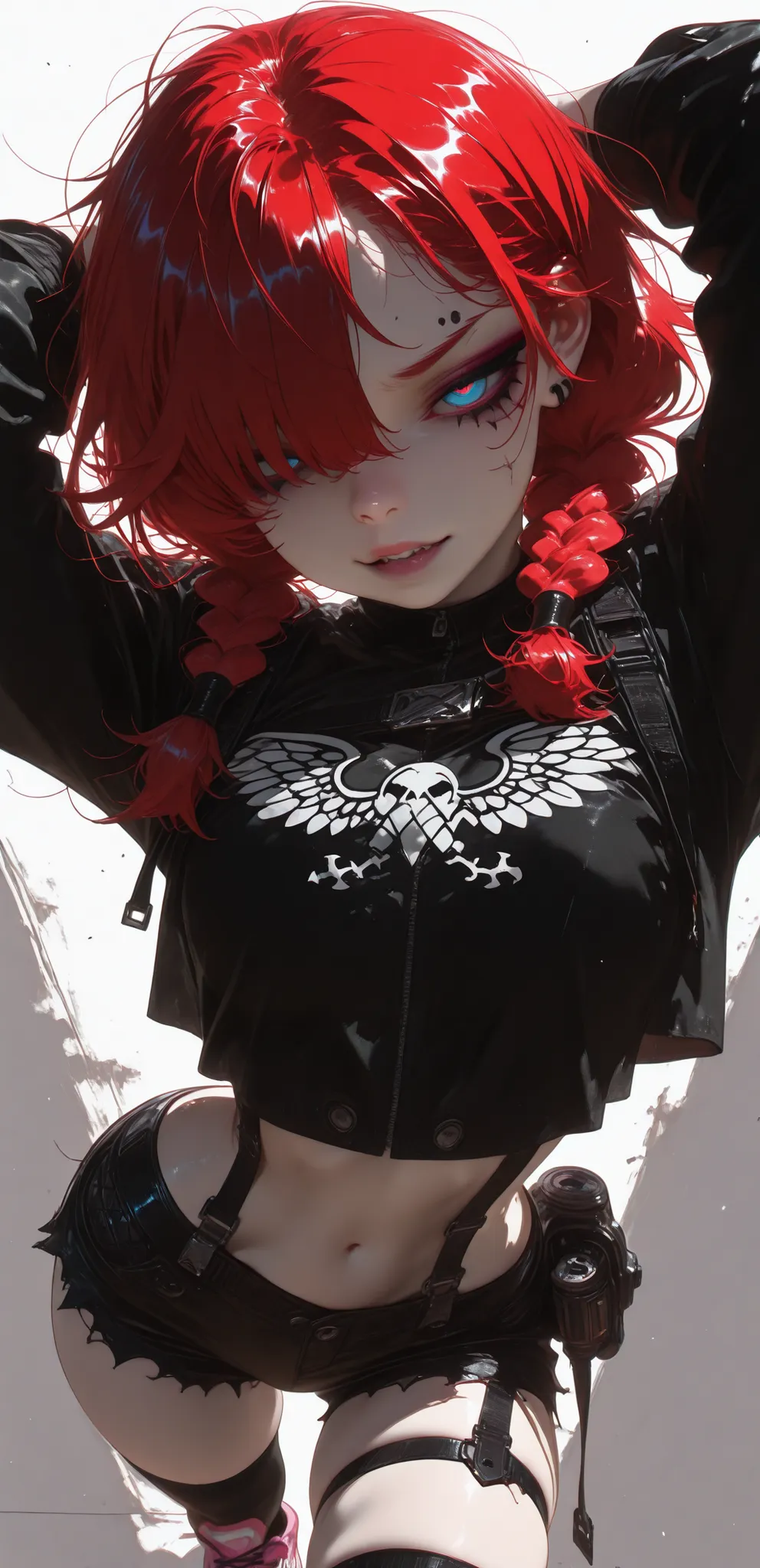 (masterpiece:1.35), (very aesthetic, best quality:1.3), highly detailed, dark environment, backlit, absurdres, hyperdetailed, addmicrodetails, flat anime artstyle, (no lineart), detailed shading and shadows, solo, intricate design, 



Simple background, w...