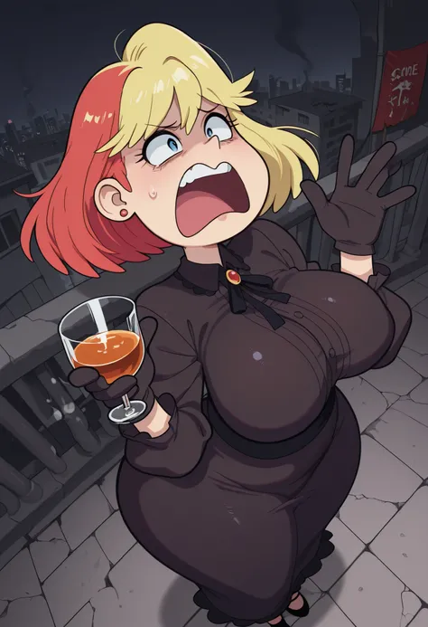 rita loud, mature woman, blonde hair, solo, short hair, medium saggy breasts, gigantic hips. gigantic ass. earrings, fat. | score_9, score_8_above, score_7_above, score_6_above, score_5_above, score_4_above, super detailed, extreme detailed, masterpiece,be...