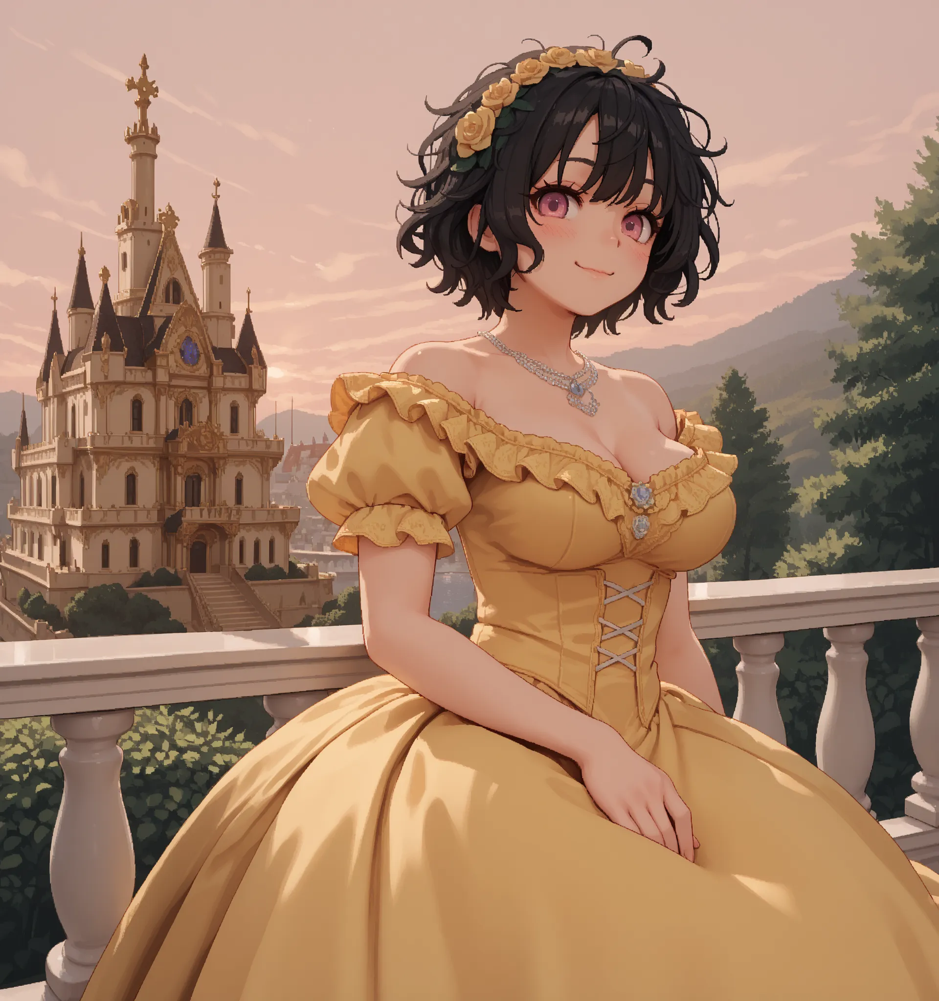 score_9, score_8_up, score_7_up, source_anime, solo, pixel art, 1girl, , hoopdress BREAK
Black hair, large breasts, short hair, messy hair, pink eyes BREAK
Victorian_dress, yellow dress BREAK
Looking at viewer, happy face, closed mouth, blush, standi...