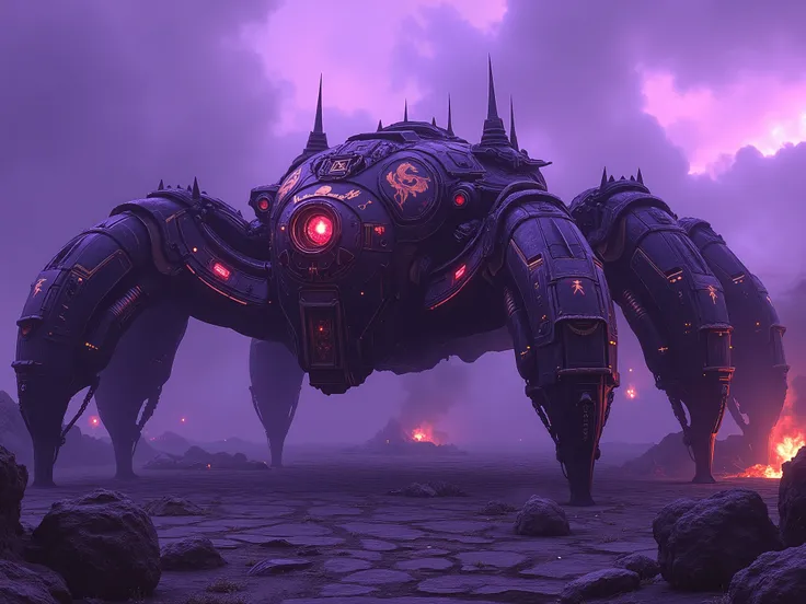 (Ultra-realistic, 12K, masterpiece, retro-futuristic, dark fantasy, cinematic lighting, film grain, gothic tone, hyper-detailed environment, reversal film look)
Cinematic scene: A desolate battlefield at twilight, cloaked in violet mist and ash. Broken got...