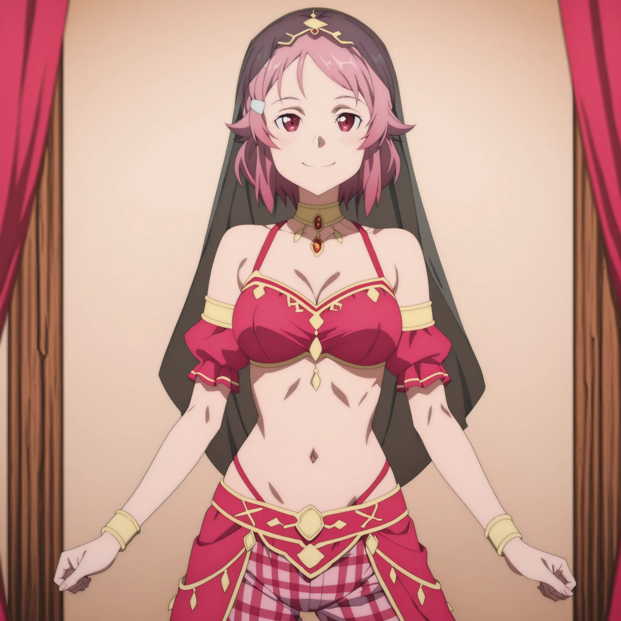 1girl:1 . 5) , (Seul:1 . 5) , score_9 , score_8_haut , score_7_haut , source_anime , Official work  , ultra-detailed , masterpiece , best quality plaid shorts , high res , beaux yeux , detailed eyes , Detailed Face , beautiful detailed eyes ,Sword Art Onli...