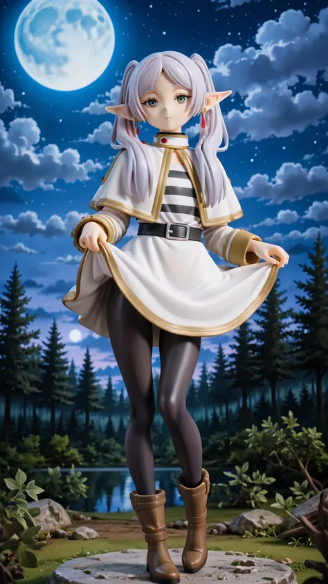 score_9, score_8_up, score_7_up, BREAK
1girl, frieren, green eyes, grey hair, twintails, pointy ears, eyebrows,
white capelet,long sleeves, earrings, striped shirt, black pantyhose, Sexy pose, seductive, flirting, looking at viewer, lifting up her skirt wi...