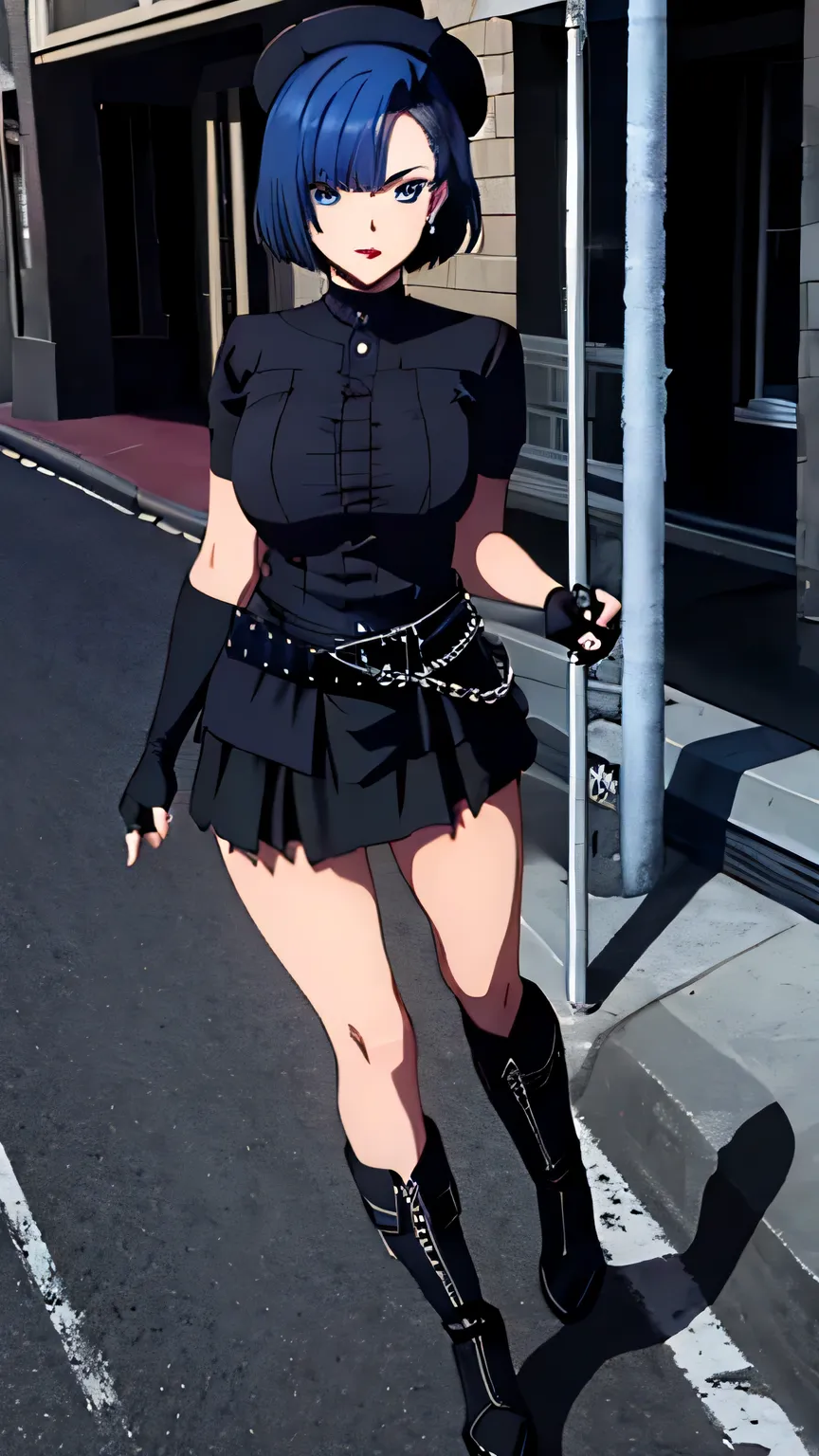 (masterpiece, best quality, high resolution, 8k:1.2), (anime coloring:1.2), highly detailed, tachibana, (medium breasts), (glare), blue eyes, short hair, blue hair, bob cut, beautiful eyes, perfect eyes, fine eyes, brown eyes, featuring big highlights, det...