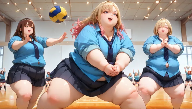 volleyball, volleyball (object), outstretched arms, own hands together, clenched hands, own hands clasped, open mouth, smile, HDR, 8K, high contrast, masterpiece, best quality, amazing quality, very aesthetic, high resolution, ultra-detailed, absurdres, re...