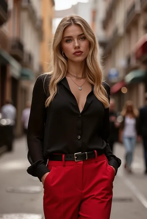 🌟 qualidade & Ainda:
"high resolution, realistic with a light fashion filter, soft skin textures , natural light, lightly saturated colors for a fresh look."
🌌 Scomene & Fundo:
"urban scenery — a bustling city street with blurry passers-by and warm sunl...