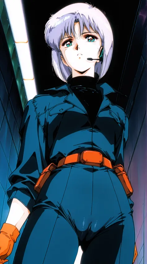 etro anime, classic anime, manga, vintage, flat colors, bold lines, matte, faded colors, retro. (artistic, dramatic, sleek, stylish). Very close view, confident woman, masterpiece, best quality, highres, Hayase Misa, silver bob haircut, eyes, 1girl, solo, ...