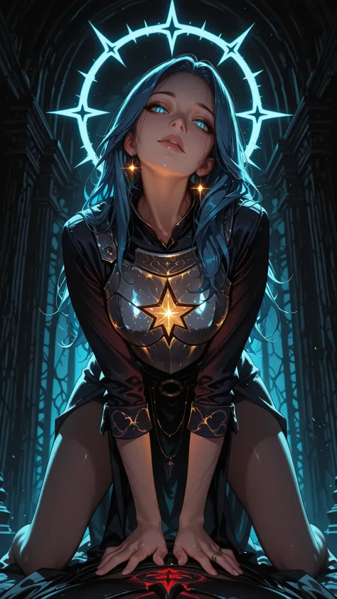 dark_art_style,
 The devil's eye in the center of the ring glowing six-pointed star,Top Gorgeous Heavy Breastplate，White breastplate，Glowing Breastplate Edge，evil atmosphere，Ultra-high-definition texture，Superb lighting rendering，The devil's eye as deep as...