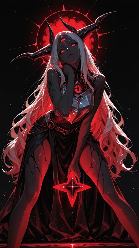 dark_art_style,
 The devil's eye in the center of the ring glowing six-pointed star,Top Gorgeous Heavy Breastplate，White breastplate，Glowing Edges，Ultra-high-definition texture，The best red light rendering，Smooth skin，flawless eyes，pure black background，Th...