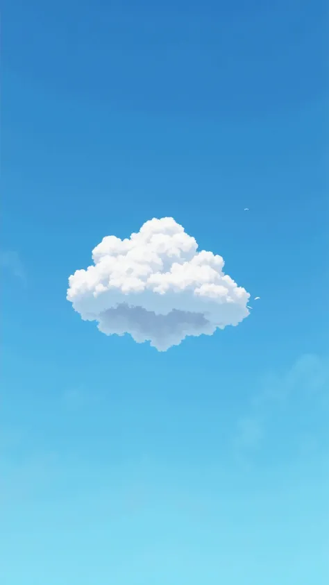 There is only one cloud floating in the sky. Bikini-shaped cloud in the sky. 