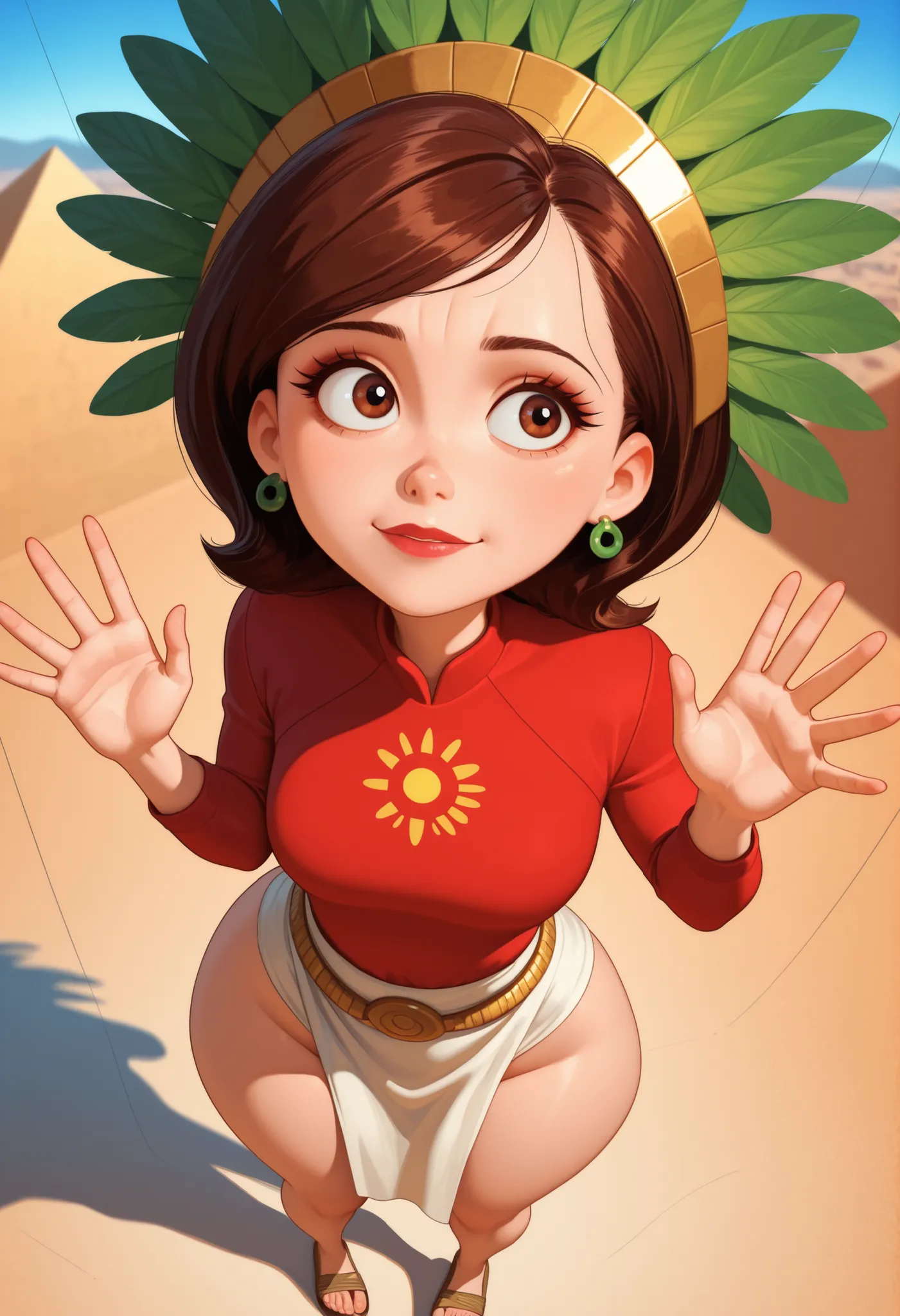 Helen Parr , mature female, medium hair, Bob_cut, brown hair, brown eyes, big eyes, long eyelashes, medium breasts, narrow waist, thick thighs, huge hips, fair skin, thin hands, earrings, makeup, pink lips, lipstick.| (watercolor):2, , high detail, detaile...