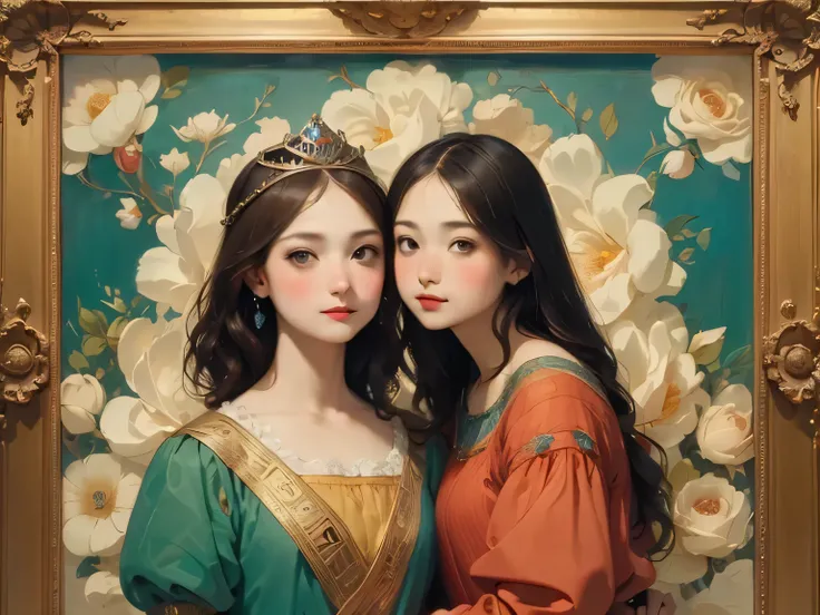 399 ((The Young Princess and the Young Prince)),(short hair),(Neat hair),(Ultra High Definition),(Opulent Palace),(Leonardo da Vinci Style Painting),(Egypt),(hieroglyphs)