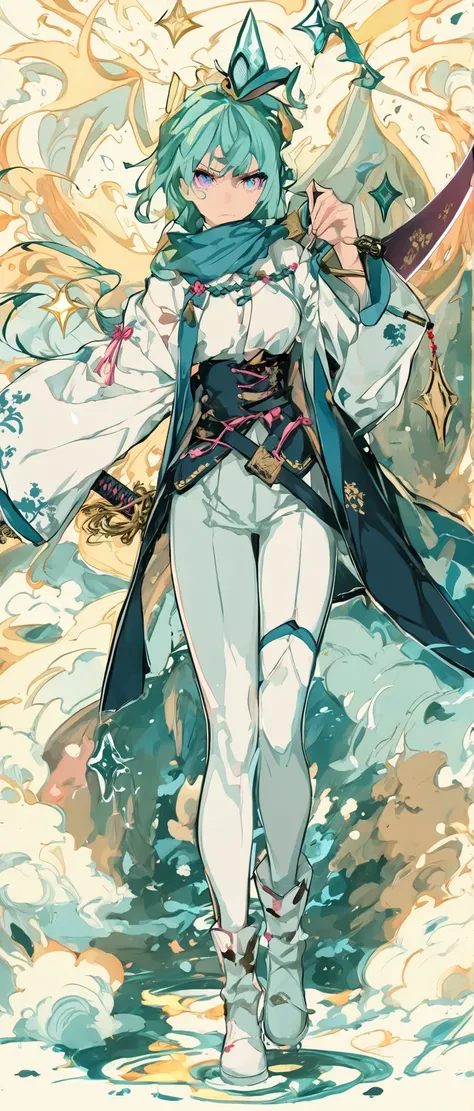 Wearing a black and pink high school girl uniform、Anime girl with a sword, Burning, standing in waste, clean and detailed anime art, inspired by Kano Hogai, she has a sword, Samurai Sword Pulling Out a Sword,  Flat anime style , Fate/Stay Night, beautiful ...