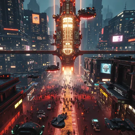 Futuristic 1(best quality,4k,8k,highres,masterpiece:1.2), photorealistic,photo-realistic:1.37)mad-srgns, highly detailed futuristic cybercity, towering skyscrapers with large media screens, gleaming metal and glass buildings, neon lights illuminating the c...