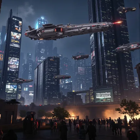 Futuristic 1(best quality,4k,8k,highres,masterpiece:1.2), photorealistic,photo-realistic:1.37)mad-srgns, highly detailed futuristic cybercity, towering skyscrapers with large media screens, gleaming metal and glass buildings, neon lights illuminating the c...