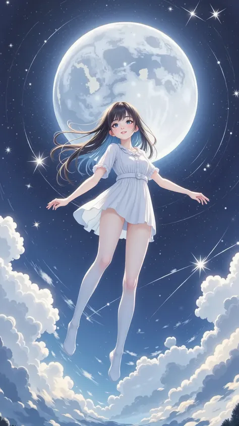 The girlfriend in this image passed away and today her body is going up to the sky on her way to the country and Xu々A poor anime video with super high image quality where her body is thinly disappearing