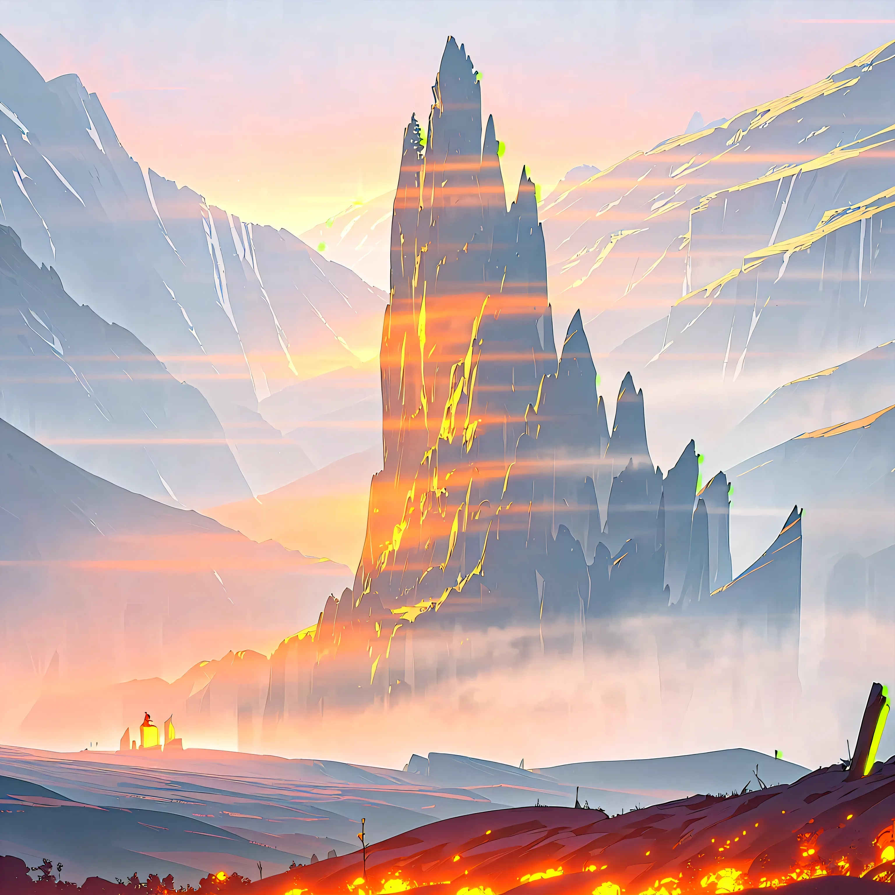 (masterpiece, best quality, ultra-detailed, award-winning concept art), a breathtaking, cinematic fantasy scene of a colossal majestic tree with glowing roots, perched atop a floating stone island, centered perfectly in the frame. Surrounded by misty air a...