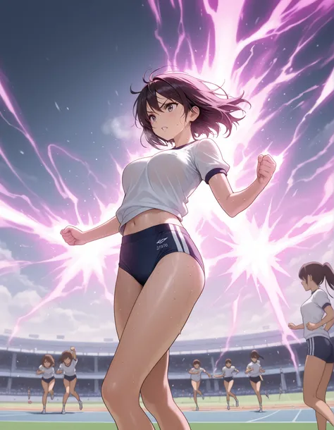masterpiece, Top Quality, multiple women, Marathon, Gym clothes , Dynamic, sweat, Sporty Atmosphere, active, energy, Athletes, anime style, high res, Super Detailed