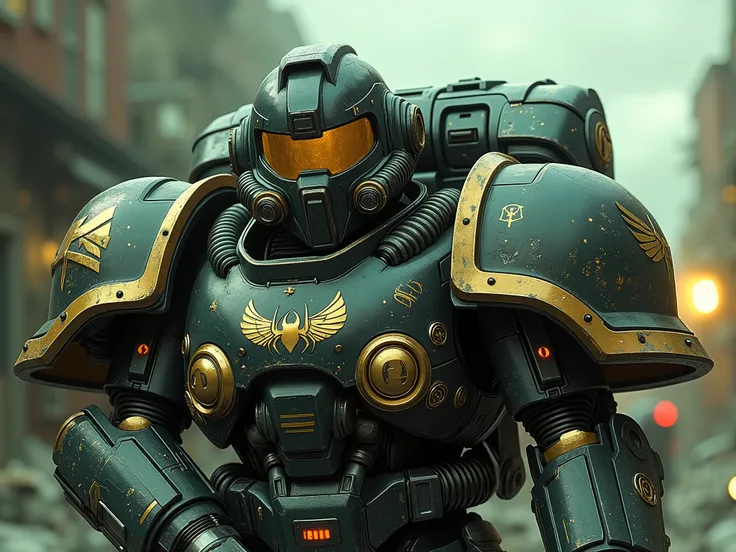 Cinematic action scene, HUD vision view, Light Yellow mix green vision view, battleruins city, Dystopian city, trench warfare, iron mesh, battle bunker, battle info screen.
Midground View: The hyper detail, armed supperhero, the astartes Spiderman with me...