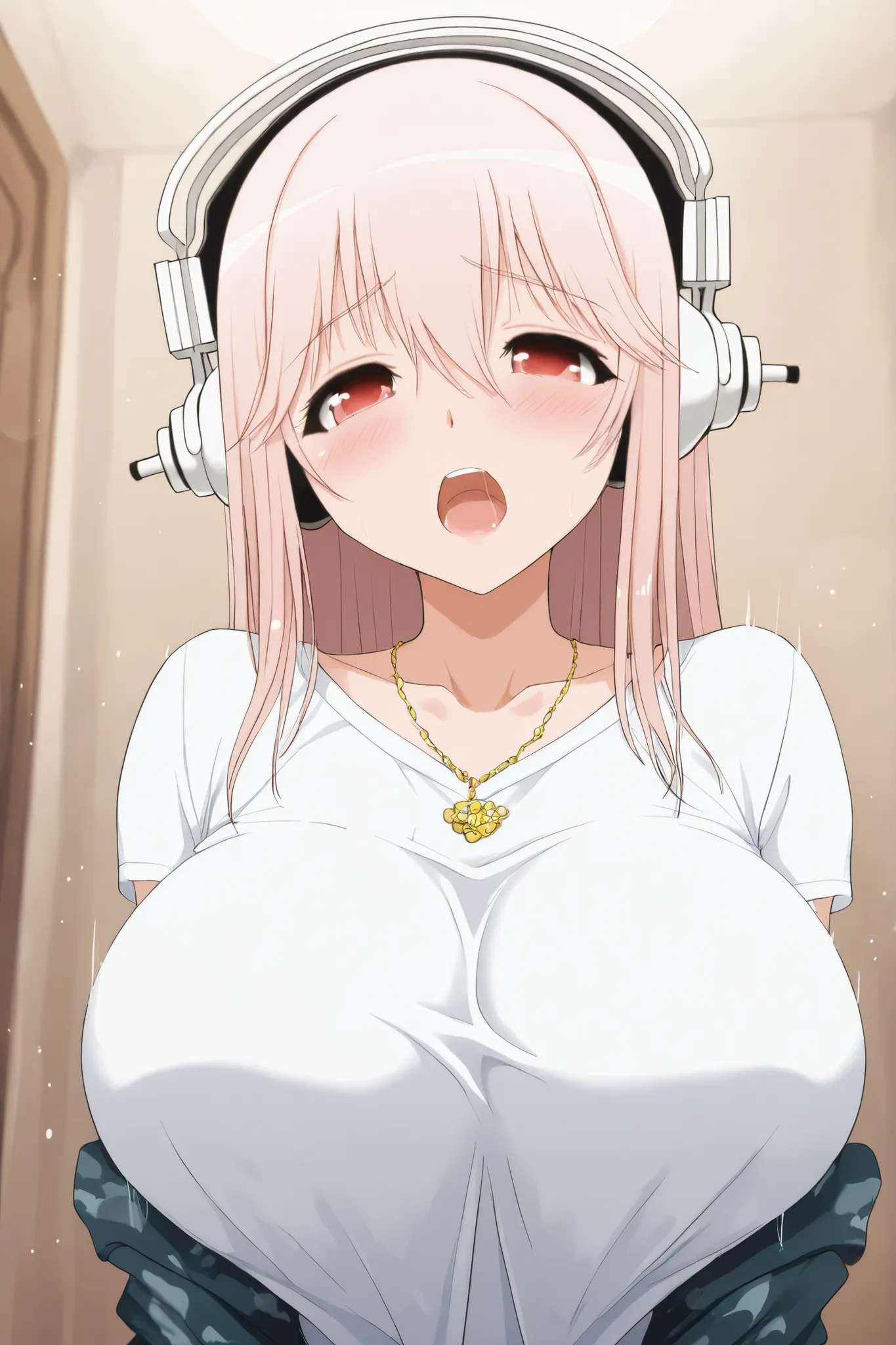  \(kikbd\),super sonico,implied sex,upper body,clothed female,