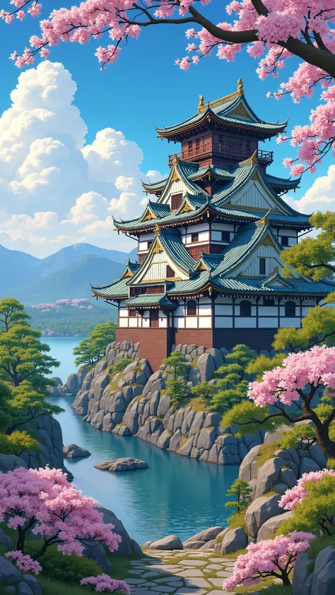 highdefinition images、Satu Kingdom Era、Azuchi Castle :Nobunaga's last castle、A symbol of his power、Azuchi Castle 、The top floor of the castle tower is hexagonal、Luxurious castle、A large castle in Koyama overlooking Lake Biwa、Panoramic image with Lake Biwa ...