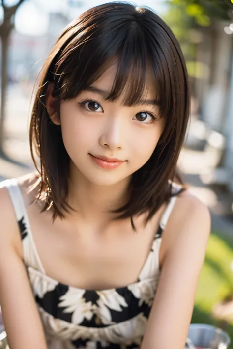 ((best quality:1.4)), (masterpiece:1.4), (Realistic:1.4), Lens 135mm f1.8, ((ultra-detailed)), (8k:1.2), photograph, ((beautiful 10-yo girl)), detailed beautiful face, (moist lips), Slender eyes, double-edged eyelid, looking at viewer, smile, blush, Beamin...