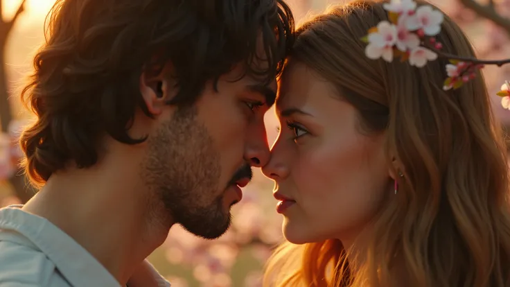 Her gaze meets hers — fleeting. he felt, as her heart stops. close-up: Her eyes, a look full of lips, light from behind her shoulder. In the background there are flowering trees, but the frame seems to freeze, when she looks.
Key images: Mysticism, summer ...