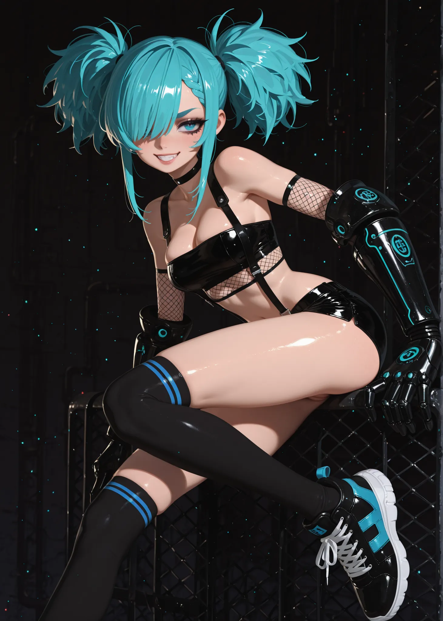 (adpx:1.2), (masterpiece:1.35), (very aesthetic, best quality:1.3), highly detailed, dark environment, backlit, absurdres, hyperdetailed, addmicrodetails, flat anime artstyle, (no lineart), detailed shading and shadows, solo, intricate design, cyborg, mech...