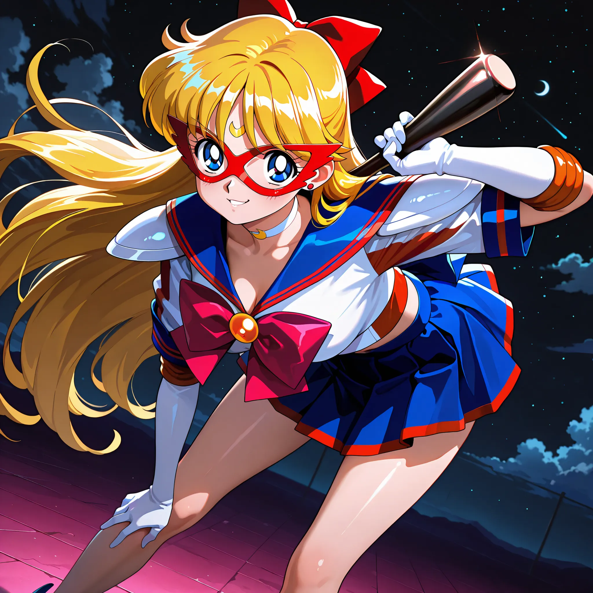 masterpiece, amazing quality, best quality, ultra-detailed, 8K, illustration, clear skin, ultra-detailed-eyes, shiny skin, very awa, very as2, soft body, newest, official art, 1girl, solo, 1990s \(style\),aino minako,sailorv,sailor v,blonde hair,long hair,...