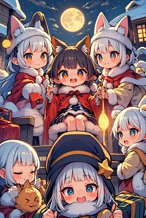 Rebirth under the Winter Moon Illustrates the ancient fox emerging from the snow with moonlight on its fur and ancient symbols floating around.