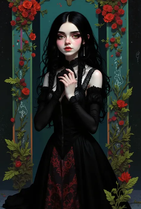  girl woman, creepy sexy aristocrat, creepy, decrepit scene