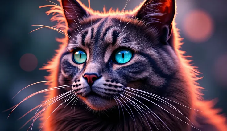( Close Up of an Outstanding Masterpiece:1.5)0.9] ( Maine Coon:1.2) (There are three animals:1.1)( fantastic scenery:1.2)( Strange Plants :1.0) ( colorful stars in the eyes :1.0)(Shining brilliance :1.1)(universe:0.9)
