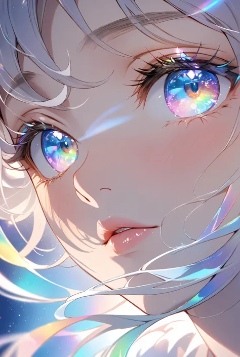 ultra highres,
perfect lighting,
divine close-up of Dolshy's face,
capturing every micro-expression,
iridescent eyelashes casting prismatic shadows,
lips slightly parted with visible breath fog,
eyes reflecting infinite depth,
subtle blush gradients...