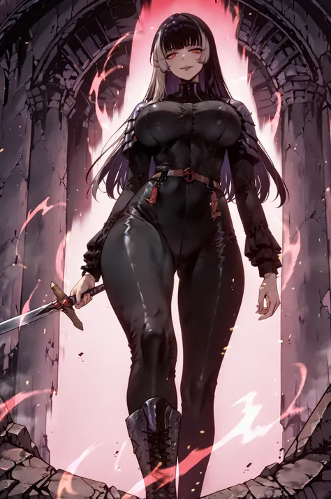 soloパーティ、solo討伐stomp、stompる、soloプレイ、solo、taken from below、caveの中、Hunter、Ruins、Attach a、black suit、Attach a、sword、Japanese sword、black longsuit、 black long jacket、ゴスロリなshirt、Depressed、Tall Woman、A woman in her thirties、 Alassah's woman、Steins;Gate、 black lo...