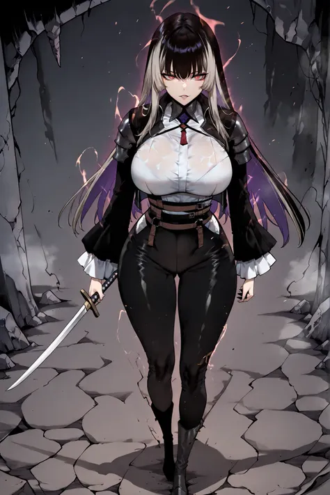 soloパーティ、solo討伐stomp、stompる、soloプレイ、solo、taken from above、caveの中、Hunter、Ruins、Attach a、black suit、Attach a、sword、Japanese sword、black longsuit、 black long jacket、ゴスロリなshirt、Depressed、Tall Woman、A woman in her thirties、 Alassah's woman、Steins;Gate、 black lo...