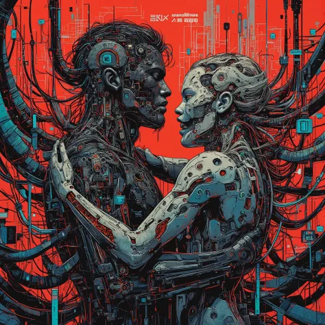 love and passion, contrary to reason - they are prey to animal lust, author Ingvar Donskov,  neon environment , Abstract black oil, Gear Mechanic,  detailed acrylic , grunge, intricate complexity, rendered in Unreal Engine, photorealistic