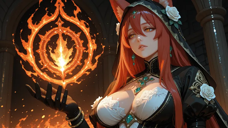 ultra detalhado, melhor qualidade, Superior quality than 3D HD, Foto Raw, realista, Full body portrait, {Raposa dos mil anos}, tense environment in fantasy world, dramatic lighting, metallic reflections, depth of field, dynamic angle, (A fox goddess from t...