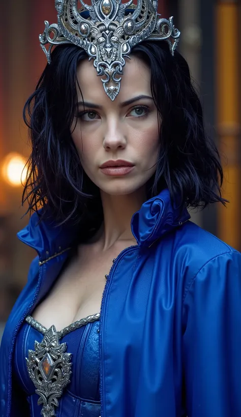 Kate Beckinsale  como kitana cinematográfica – Kitana: a lâmina real de Edenia

Envolta em vestes reais azul-cobalto, Kitana se apresenta como uma figura de nobreza e letalidade. Sua máscara ornamentada realça seus olhos determinados e expressivos, que tra...