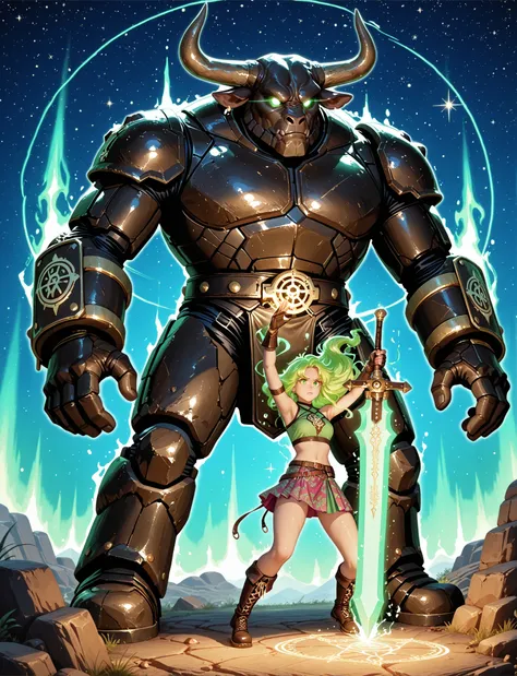 (qualidade superior:1.2), (ultra detalhado:1.1), ( epic fantasy :1.3), ((1girl)), ((powerful_mage:1.4)), ((magical_battle_outfit)), ((crop_top:1.2)), ((asymmetrical_skirt)), ((glowing_green_arcane_patterns:1.3)), ((floating_hair:1.2)), ((glowing_determined...